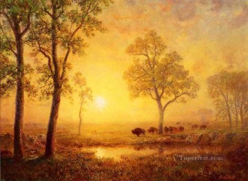  Bierstadt Oil Painting - Sunset on the Mountain Albert Bierstadt Landscape